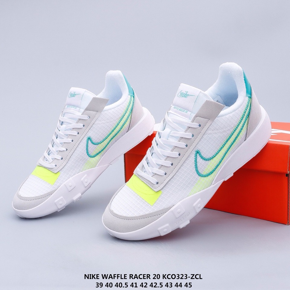 Nike Waffle Racer 20 KCO White Blue Yellow Lover Shoes